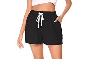 Lovasy Plaid Cotone Delle Donne di Sonno Pigiama Shorts Lounge Tasca Coulisse Bottoms