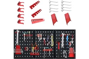 YRHome Parete forata per attrezzi, parete forata in metallo, 120 x 60 x 2 cm, con set di ganci da 17 pezzi, portautensili con ganci e supporti per officina, mensola da lavoro espandibile
