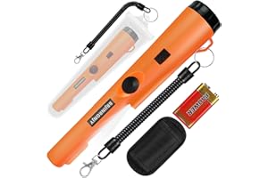 BBJINRONJY Metal detector, metal detector pinpointer per ricerca metalli, caccia al tesoro, ricerca a 360° di tesori d'oro con cintura, fondina, LED, accessori per attrezzi impermeabili (arancione)