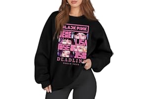 GENERIC Sweat-Shirt Born Pink Noir et Rose World Tour à col Rond et Manches Longues Sweat-Shirt Tenues pour Concert