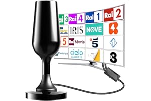 DTB TECH Antenna TV, Antenna TV Interna, HD TV Digitale Amplificata con Amplificatore di Segnale Support 4K 108P HD/VHF/UHF per Home Smart Televisione