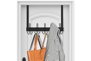 ENONCI Over Door Hooks Hanger, Heavy-Duty Stainless Steel 15 Hooks for Bedroom, Hanging Coat, Towel, Bag, Robe, Hat, Back of Bathroom