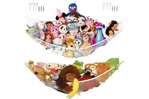 SAMTEK 2Pcs Large Teddy Bear Hammock - Toy Storage Net Organiser for Stuffed Animals - Elastic Quality Wall Net for Soft Toys
