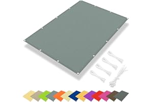 IOAOI Waterproof Sun Shade Sail 2x2M, 95% UV Block Rectangle Awning Canopy, Rectangle Shade Sails Garden Canopy with Free Rope, Square Sun Sail for Outdoor, Patio, Balcony, Pergola-Light Grey