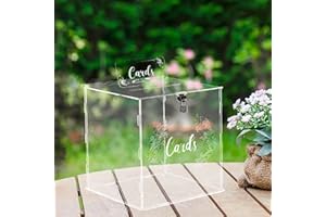 Shalwinn Wedding Card Box with Sign, Large Acrylic Clear Card Box with Lock Money Post Gift Card Holder Box for Wedding Reception Anniversary Shower Birthday Decorations