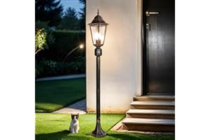 Licht-Erlebnisse Lampione da giardino Bristol II stile rustico con sensore di movimento color bronzo anticato, 112 cm ideale per esterni: terrazzo, cortile e viali