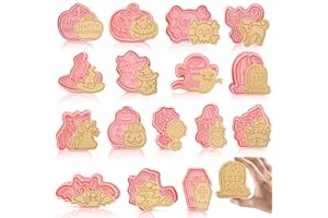 BGTLJKD Lot de 16 Emporte Pièce Halloween, Emporte Pièces 3D Pressibles pour Halloween Cookie Cutter Halloween Moule à Biscuit, Pour la Décoration de Gâteaux, Cuisson de Biscuits, Pâtisserie (F)