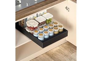Auauraintt Cajón telescópico, Ampliable Cajón Deslizante Para Alacena, Bandejas Extraibles Armarios Cocina,Organizador De Gabinete Extraíble Fijo con Nano Película Adhesiva, (ancho 25 cm) (Negro)