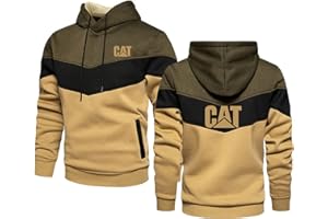 JUMBOZ Hoody Herren mit Kapuze Ca.TER-Pillar, Loose Fit Logo Sweatshirt mit Kapuze und Kordelzug, Sport Bequemer Kapuzenpulli für Workout Fitness-Khaki||L