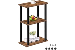 TUTOTAK Small Side Table, Narrow End Table, Bedside Table, Couch Side Table with Wheels for Living Room or Bedroom, Brown TB01BB061EU