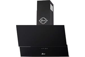 Gurari Dunstabzugshaube 80 cm kopffrei Schwarz Glas GCH 268.8 Abzugshaube Abluft/Umluft | EEK A | Sehr Saugstark 1000m³/h | TouchControl Wandhaube mit Fernbedienung, Timer, Randabsaugung