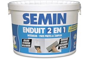 Semin - Enduit 2 en 1 Multifonctions - Joint et Lissage Plaque de Plâtre - Intérieur - Seau de 7 kg