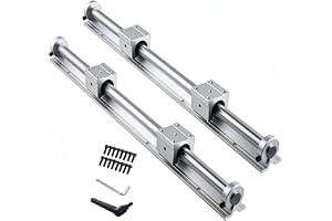 GooEquip Linjär gejd SBR16 1 500 mm, 2 x linjära skenor och 4 x lagerblock med SBR16 skenstopp, linjära skenor längd 1 500 mm