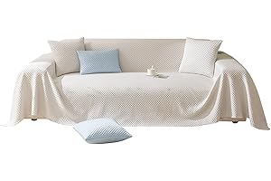 VanderHOME Comodidad Funda de sofá Pañuelo de sofá Sala Universal Almohadilla sofá Verano Fresco Antideslizante Flexibilidad Multifuncional Transpirable Funda Protectora Sofa 210 * 400cm Arroz Gris