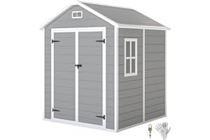 Outsunny Caseta de Jardín Exterior, 2,4 m², 182x151x219 cm, Cobertizo de Jardín Exterior con Suelo, Puerta Corredera, Ventana y Techo Inclinado, para Almacenamiento de Herramientas, Gris