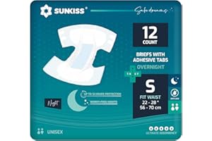 SUNKISS TrustPlus Couches Adultes pour la Nuit, Culottes d’incontinence Jetables pour Hommes et Femmes, Contrôle des Odeurs, Unisexe, Taille S, 12 Unités