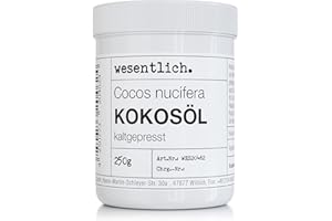 WESENTLICH. Olej kokosowy tłoczony na zimno 250 g – czysta pielęgnacja skóry i włosów – bez dodatków – w puszce zakręcanej od istotne.