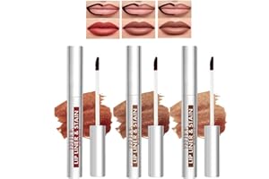 KTOULER 3 Colors Peel off Matte Lip Liner Stain Set, Smooth Waterproof Long Lasting Non-Stick Cup Velvet Lipstick Gift Makeup Set for Women and Girls (C, 3 PCS/Set)