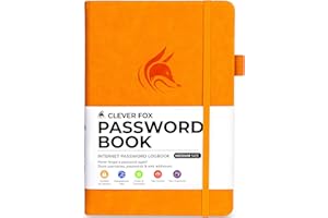Clever Fox Libreta de contraseñas con pestañas. Organizador de direcciones de Internet y contraseñas con pestañas alfabéticas. Cuaderno de tamaño mediano para inicios de sesión de computadora y sitio