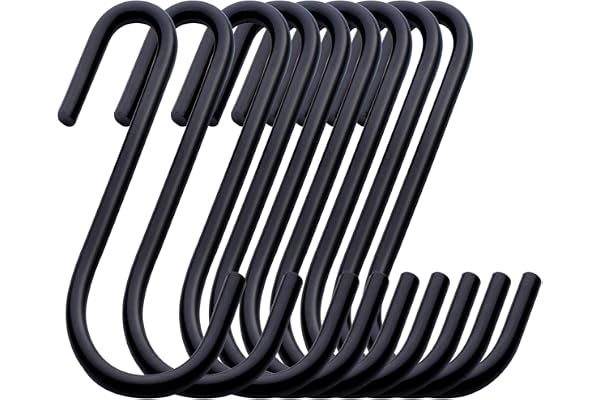 Crochets de Suspension,ilauke 32 Crochets en S Acier Inoxydable de 6cm Forme de S Crochets en Métal,Crochet Noir S Multifonctions,Double Crochet Cuisine pour Suspension Accroche Ustensiles de Cuisine