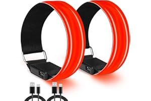 TENXSNUG LED Bracciale Braccialetto Riflettente, 2 Pezzi Alta visibilità Braccialetti Luminosi LED, LED Bande Catarifrangenti di Sicurezza per Ciclismo, Running, Corsa Notturna