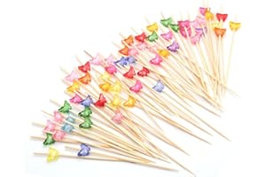 PERSENTU 100PCS 4.7 in Cocktail Picks, Mini Food Picks Decorative Fancy Cocktail Toothpicks Bamboo Sticks Food Picks for Fruits Desserts Party Supplies