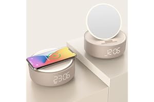 COLSUR Bluetooth Speaker, Wireless Charging with Collapsible Mirror Lights, Night Light, Phone Holder for iPhone, Gifts for Teenage Girls Mom