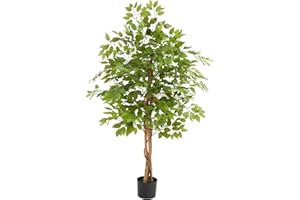 tectake® Ficus Artificial, Planta Artificial Grande y Realista, Plantas Artificiales Grandes, Decoración Hogar y Oficina, Arbol Artificial con Hojas Detalladas, Decoración Salon - 160 cm de Alto