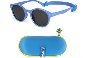 Beipegin Gafas Sol Niño Niña Polarizadas UV400 Protección Rayos Gafas de Sol Infantiles Flexible Gafas de sol con Correa Funda de Gafas - De 3años a 10años