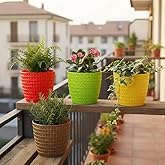Amazon Brand - Umi Decorative Indoor and for Outdoor Flower Pots/Planters, Table Top Decorative Pot (Pack of 4) (Multicolored