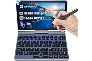 Crelander 2-in-1 Mini-Laptop | 8-Zoll Touchscreen | Intel N100 Prozessor 12. Gen | 12 GB DDR5 RAM | 512 GB M.2 SSD | 30 W PD Aufladung | Wi-Fi 6 BT5.2 | Tastatur