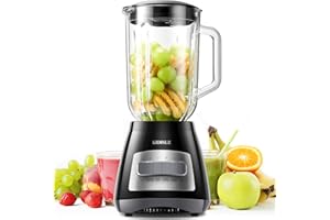 KIDISLE Smoothie Blender,Powerful 700W Smoothie Maker,1.5L Glass Jug,6 Sharp Stainless Steel Blades,5 Speed Settings for Milkshake,smoothie,Juice and Ice Drink,Black.