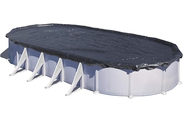 GRE CIPROV611 - Bâche d'hiver pour piscines ovales de 610x375cm ou en Forme de 8 de 500x340cm, épaisseur 120 g/m². Couleur Noire