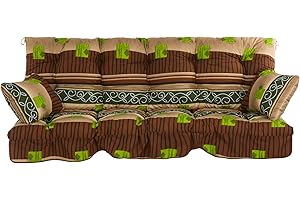 PATIO Poduszki na huśtawkę 170 cm Ravenna poduszka na oparcie na siedzisko na huśtawkę ogrodową podłokietniki wzór geometryczny beżowy brązowy zielony