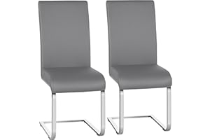 Yaheetech Set de 2 Piezas Sillas de Comedor Sillas de Oficina Conferencia Altura 47cm MAX Carga 135 kg Gris Claro