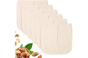 Anhow Lot de 6 Sac a Lait Vegetal, 30x30cm Carré Réutilisables Etamine Lin Alimentaire avec Cordon de Serrage, Lin Cloth Sac Pour Fromage, Jus de Fruits, Café, Jus de Légumes