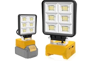 T-SUN Projecteur LED Chantier pour Dewalt 18V Batterie 48W 5200LM Lampes de Travail Portables Projecteur LED Rechargeable Pour l'atelier, Camping, Réparations Automobiles, Chantier (Sans Batterie)