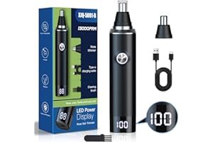 BRIGIN Nasenhaartrimmer, USB Wiederaufladbarer Nasenhaarschneider mit LED-Anzeige, 2 IN 1 Schmerzfreier Multifunktionaler Ohr und Nasenhaartrimmer mit IPX7 Wasserdichten