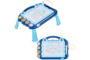 Eucomir Ardoise Magique Enfant,Enfant Tableau de Dessin Magnétique Effaçable à 4 couleurs, 4 Tampons Magnétiqueset 1 Stylet Capacitif,Cadeau Jouets éducatifs pour Bambin,Fille et Garcon, Bleu Ciel
