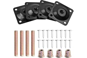 CATIME 4 zestawy metalowych płyt montażowych ze śrubami do wieszania, płyty mocujące nóg mebli, nogi sofy M8, wsporniki mocujące na stół, sofę, kanapę, krzesła, nogi meblowe (czarne)