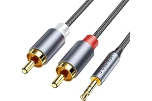 Kabel Cinch do 3.5mm Jack-SOOMFON 2X RCA Kabel Cinch do Jack Y Splitter HiFi Stereo Audio Kabel Kabel Chinch Pozłacane złącza do telefonu, tabletu, kina domowego, głośników, radia samochodowego, 2M