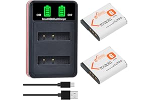 Pickle Power NP-BG1 Lot de 2 Batteries 1500 mAh avec Double Chargeur LCD pour Sony Cyber-Shot DSC-W120 W150 W220 DSC-H3 H7 DSC-H9 DSC-H10 DSC-H20 DSC-H50 DSC-H55 DSC-H70 DSC-HX5V
