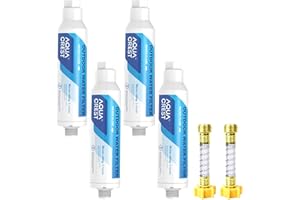 AQUA CREST Inline Water Filter, Dedicated for Car Washing, Window & Yard Cleaning, Effectively Reduce Hard Water Spots, Soften Water, Upgraded Formula, 4 Pack with 2 Hose Protector