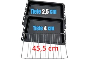 UD UNIQ DEALZ UNIQDEALZ 460x370x25 mm Juego económico de 3 piezas con 2 bandejas para hornear y 1 rejilla para hornear adecuado para Bosch / Siemens / Constructa / Neff ref. 675876 y 662999 y Samsung / Beko