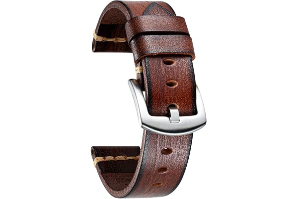 BINLUN Bracelet Montre en Cuir Tanné Dégradé pour Homme Femme Bracelets de Montres de Remplacement 18mm 20mm 22mm 24mm 26mm Bracelet Montre Rétro Vintage en 7 Couleurs avec Boucle en Acier