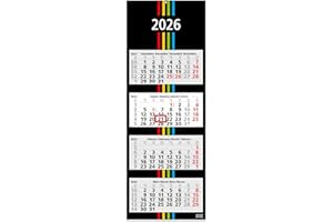 4-Monatskalender Wandkalender 2025 Black+Stripes 4-30 x 90 cm, dekoratives Großformat mit 4 einzelnen, perforierten Kalenderblocks, Rückwand faltbar/Büro -Kalender - Made in Germany Geiger-Office