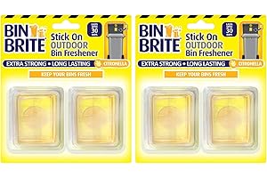 Bin Brite Stick On Outdoor Bin Freshener Citronella 2pk x 2 (4 Fresheners) - Extra Strong & Long Lasting Bin Freshener and Odour Eliminator, Repels Bugs - Bundle by Great British Home