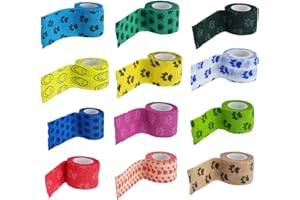 ZEPIQOR 12 Rollos Banda Venda Cinta Bendaje Adhesiva Deportiva Tape Vendaje Autoadhesivo para Mascotas Vendaje Elástico Cohesivo Vendas Autoadhesivas para Muñecas, Perros, Mascotas 2.5cm x 4,5m