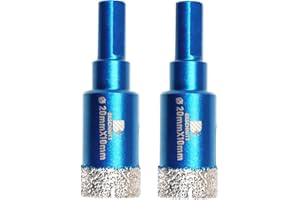 Dry Diamond Core Drill Bit Set,BRSCHNITT 2pcs/pack 20mm Diamond Hole Saw Core Drill Bit with Triangle Shank for Porcelain Tile Ceramic Stone Granite Marble