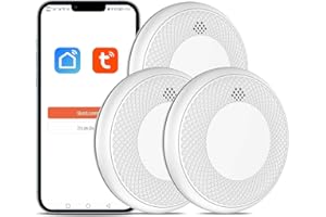 Safeliveo Detector de Humo Delgada WiFi Inteligente Alarmas de Humo para Casa con Función de Silenciado y Autocomprobación Compatible con Tuya/Smart Life App Smoke Detector Batería de 10 años 3Pack